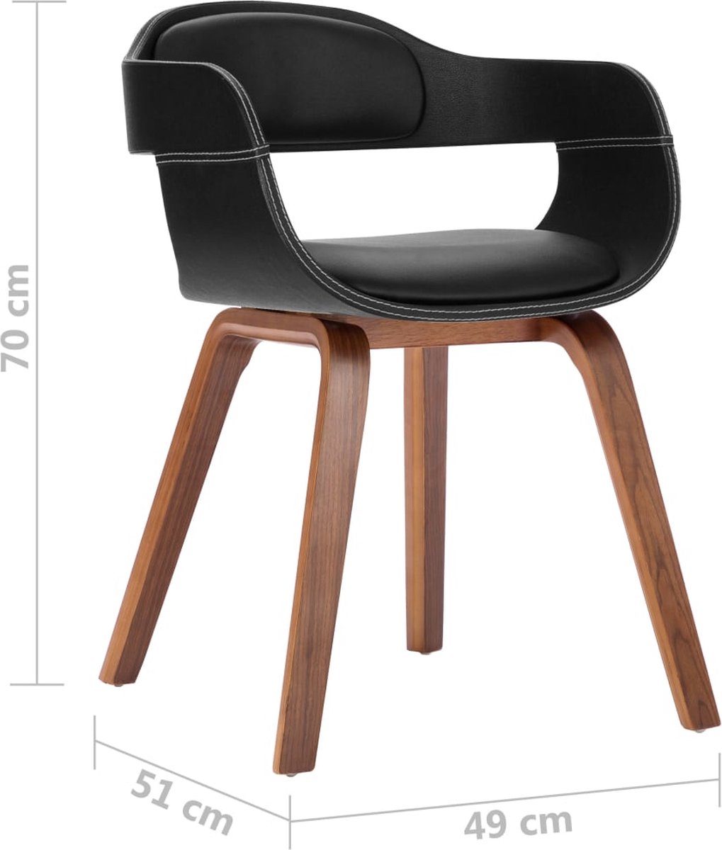 Vidaxl Eetkamerstoelen 6 St Gebogen Hout En Kunstleer - Zwart