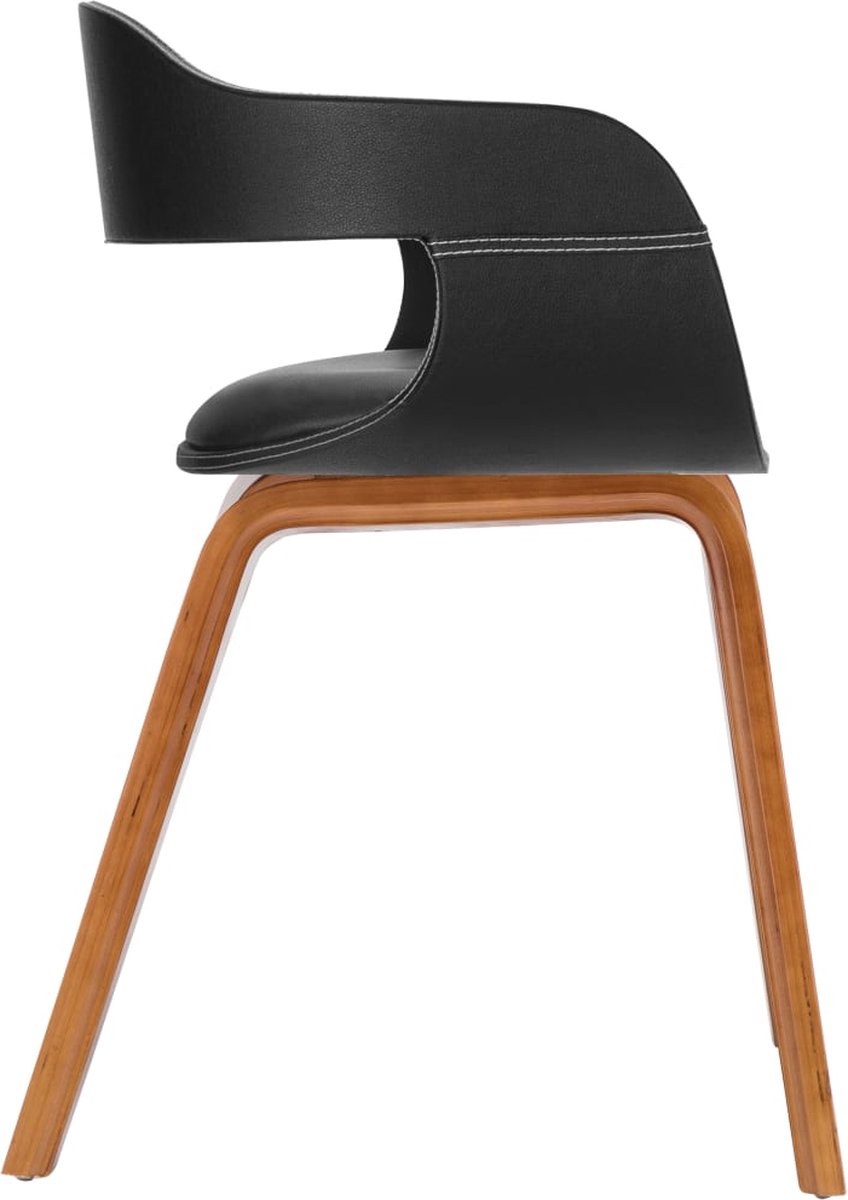 Vidaxl Eetkamerstoelen 6 St Gebogen Hout En Kunstleer - Zwart