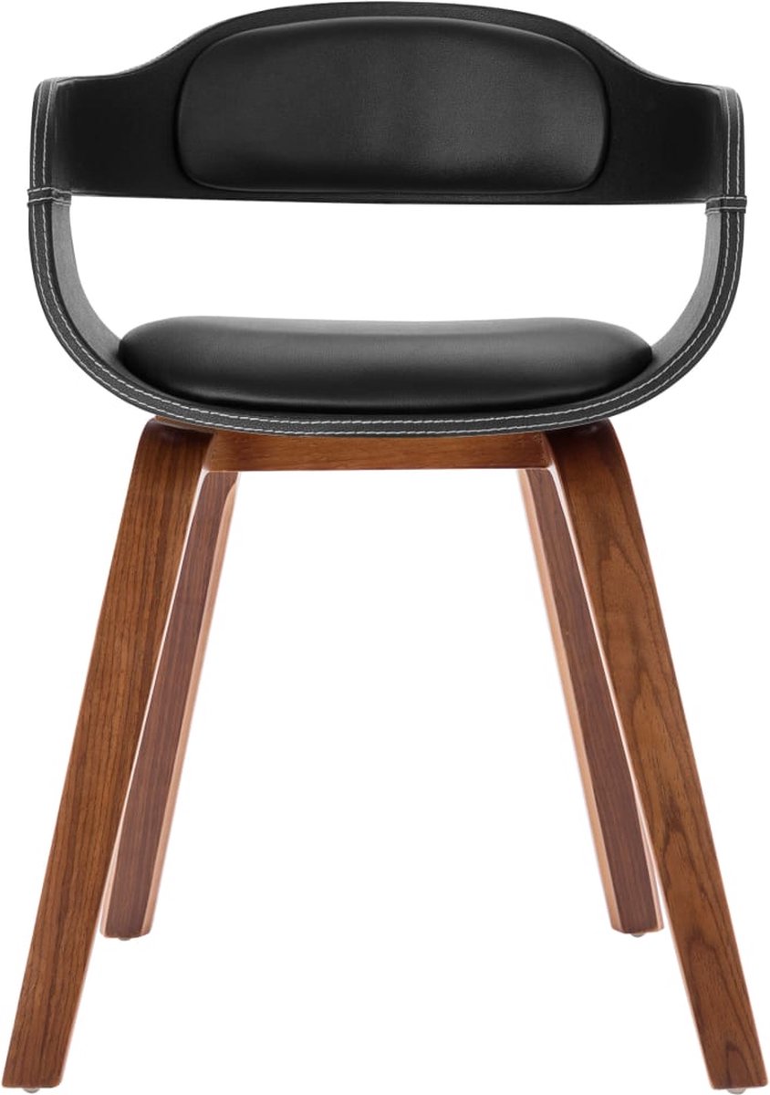 Vidaxl Eetkamerstoelen 6 St Gebogen Hout En Kunstleer - Zwart