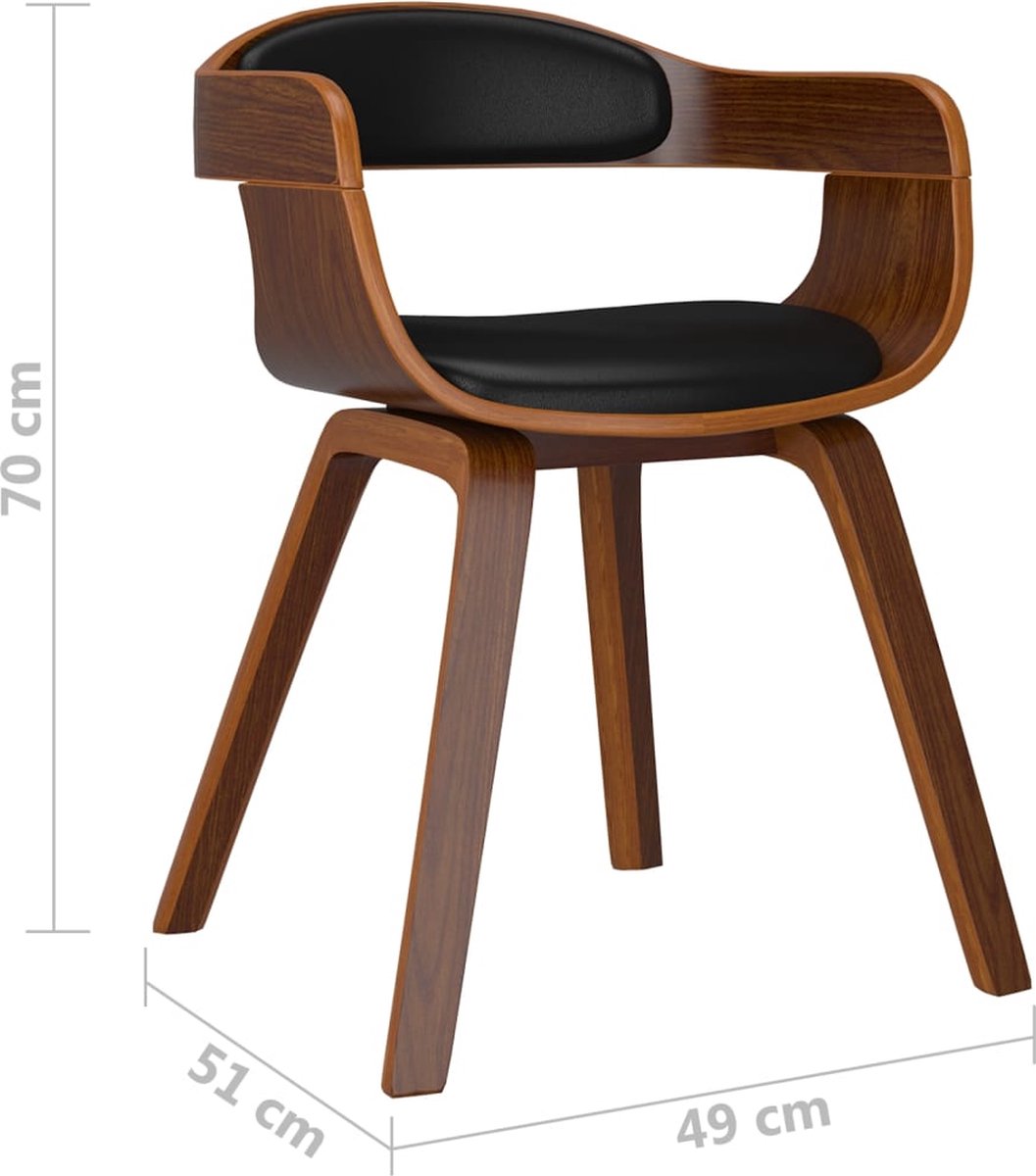 Vidaxl Eetkamerstoelen 6 St Gebogen Hout En Kunstleer - Zwart