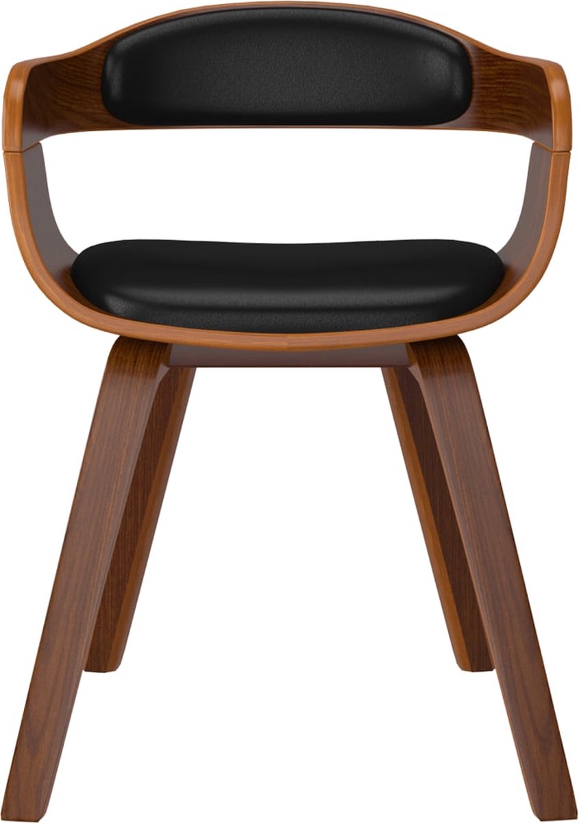 Vidaxl Eetkamerstoelen 6 St Gebogen Hout En Kunstleer - Zwart