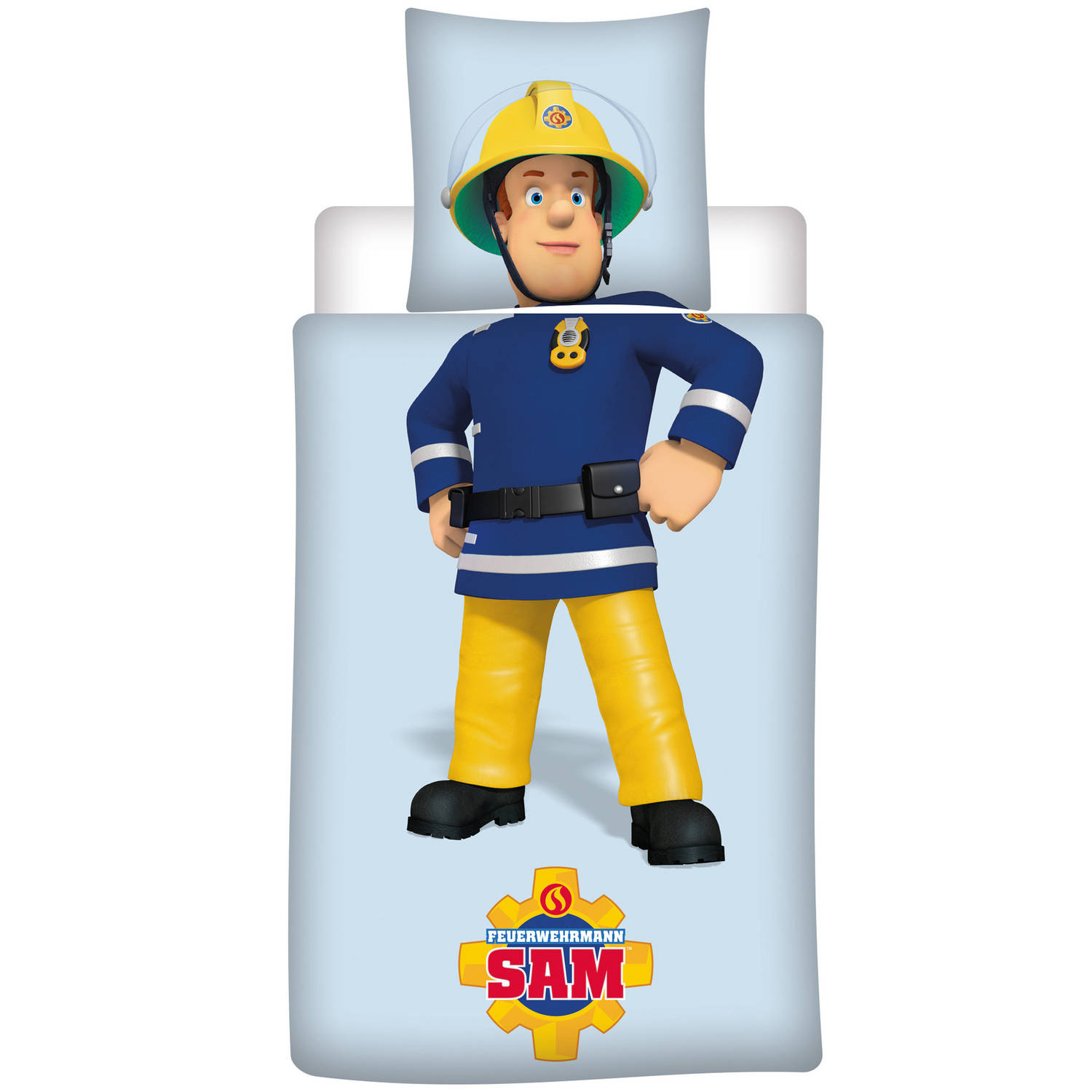 Brandweerman Sam Sam - Dekbedovertrek - Eenpersoons - 140 X 200 Cm - Polyester - Blauw