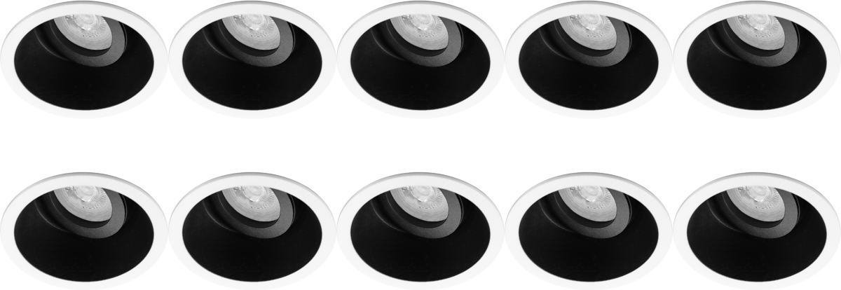 BES LED Spot Armatuur 10 Pack - Pragmi Zano Pro - Gu10 Fitting - Inbouw Rond - Mat/wit - Aluminium - Kantelbaar - Ø93mm - Zwart