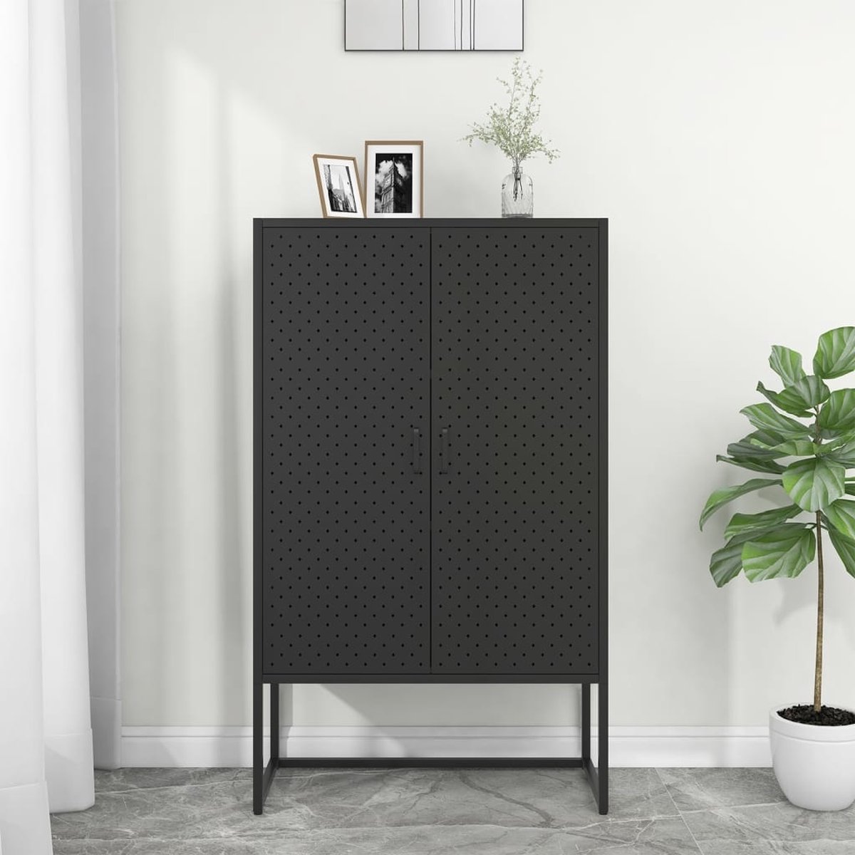 Vidaxl Hoge Kast 80x35x135 Cm Staal - Zwart