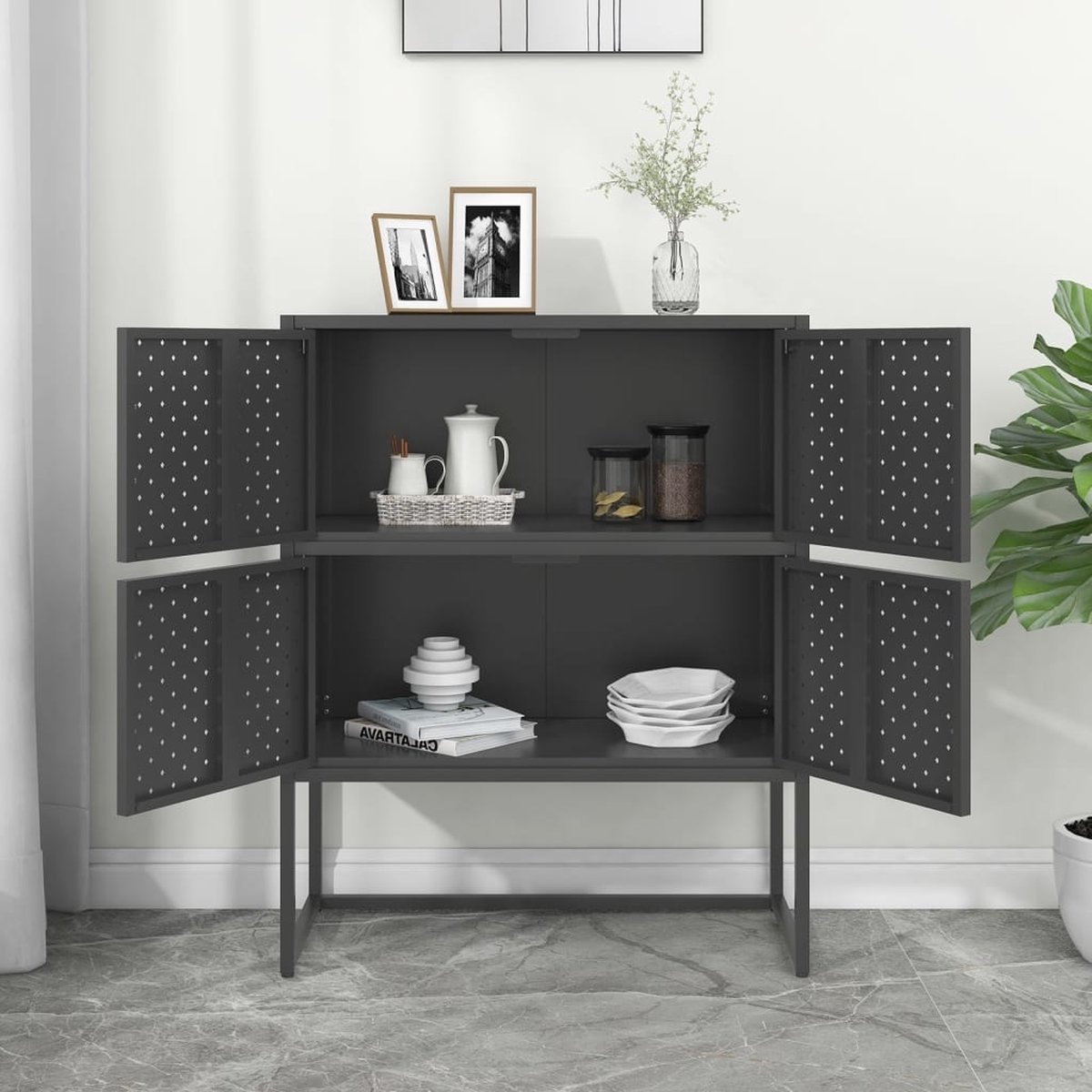 Vidaxl Hoge Kast 80x35x100 Cm Staal Antracietkleurig