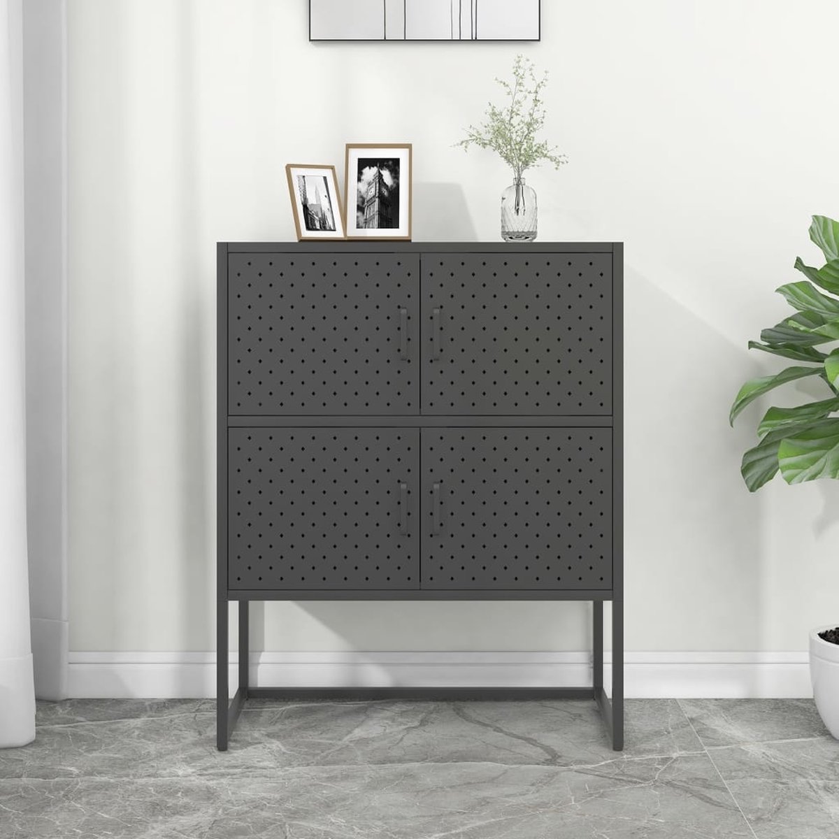 Vidaxl Hoge Kast 80x35x100 Cm Staal Antracietkleurig