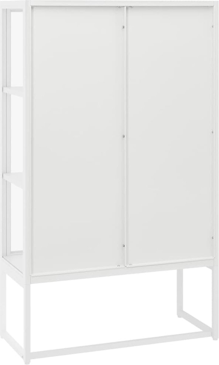 Vidaxl Hoge Kast 80x35x135 Cm Staal En Gehard Glas - Wit