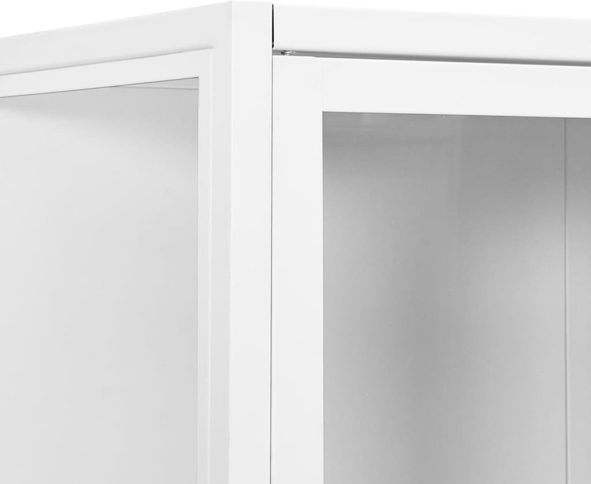 Vidaxl Hoge Kast 80x35x135 Cm Staal En Gehard Glas - Wit