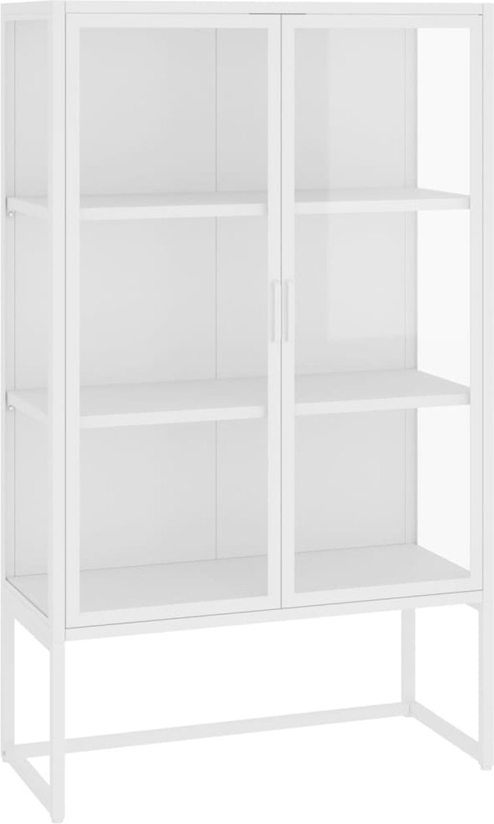 Vidaxl Hoge Kast 80x35x135 Cm Staal En Gehard Glas - Wit