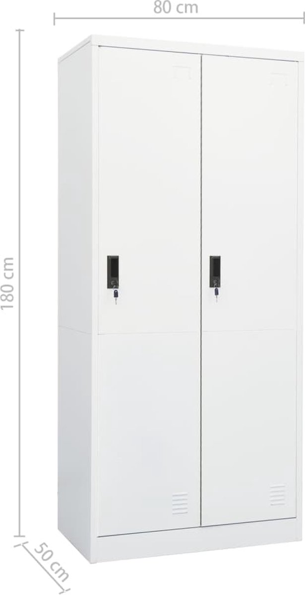 Vidaxl Kledingkast 80x50x180 Cm Staal - Wit