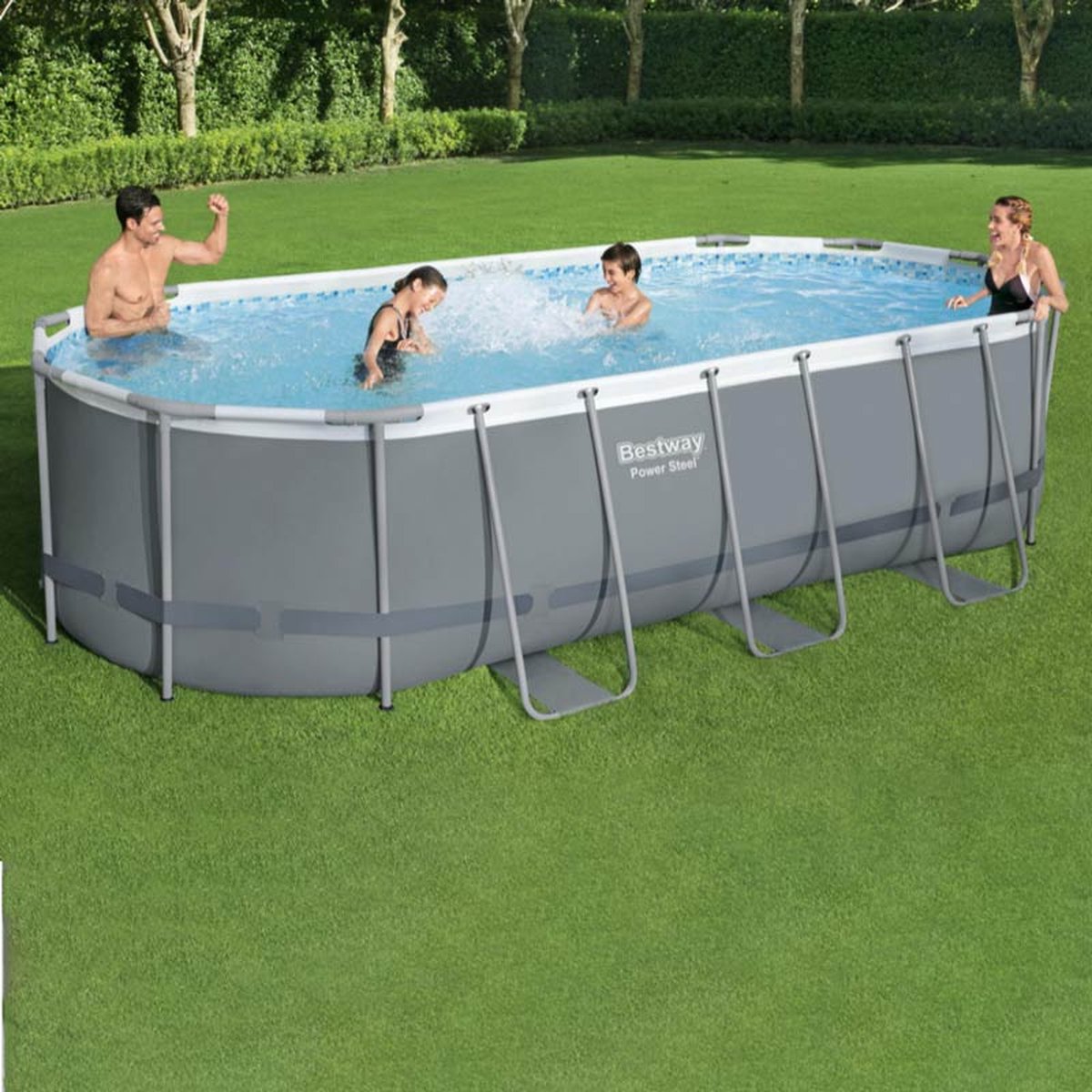 Bestway Zwembad Power Steel Set Ovaal 549 Cm - Grijs