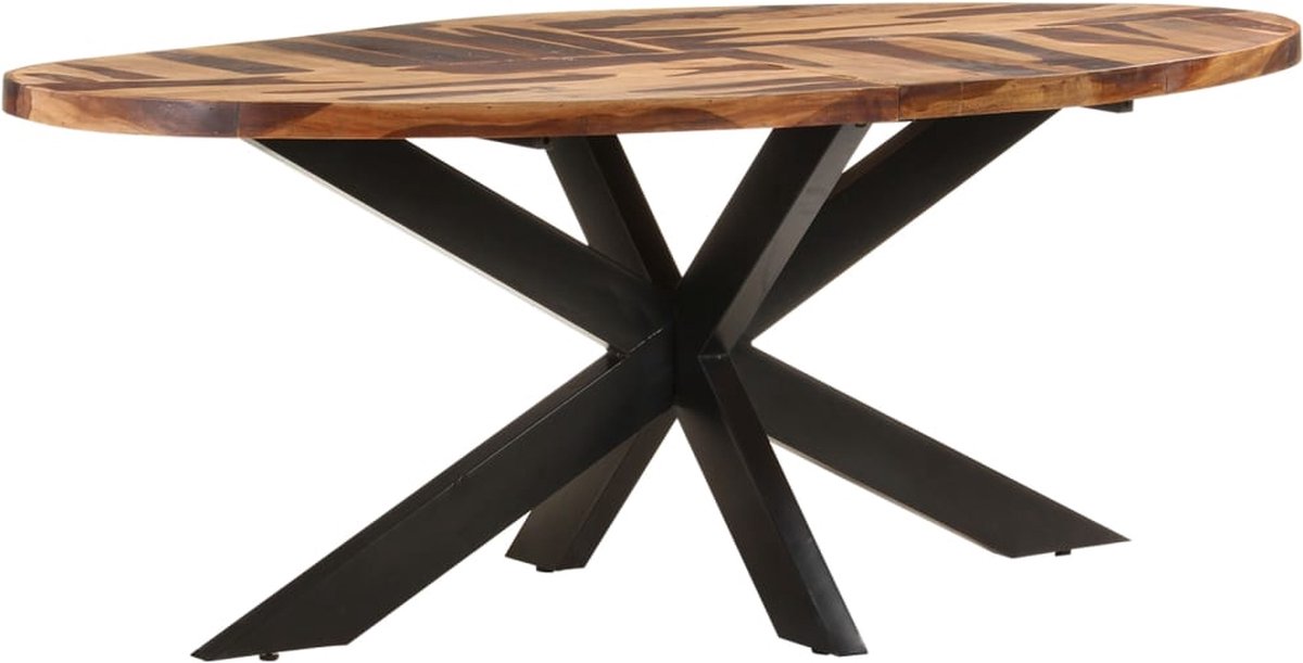 Vidaxl Eettafel Ovaal 200x100x75 Cm Acaciahout Met Sheesham Afwerking - Beige