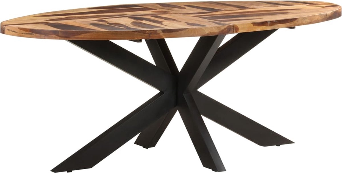 Vidaxl Eettafel Ovaal 200x100x75 Cm Acaciahout Met Sheesham Afwerking - Beige