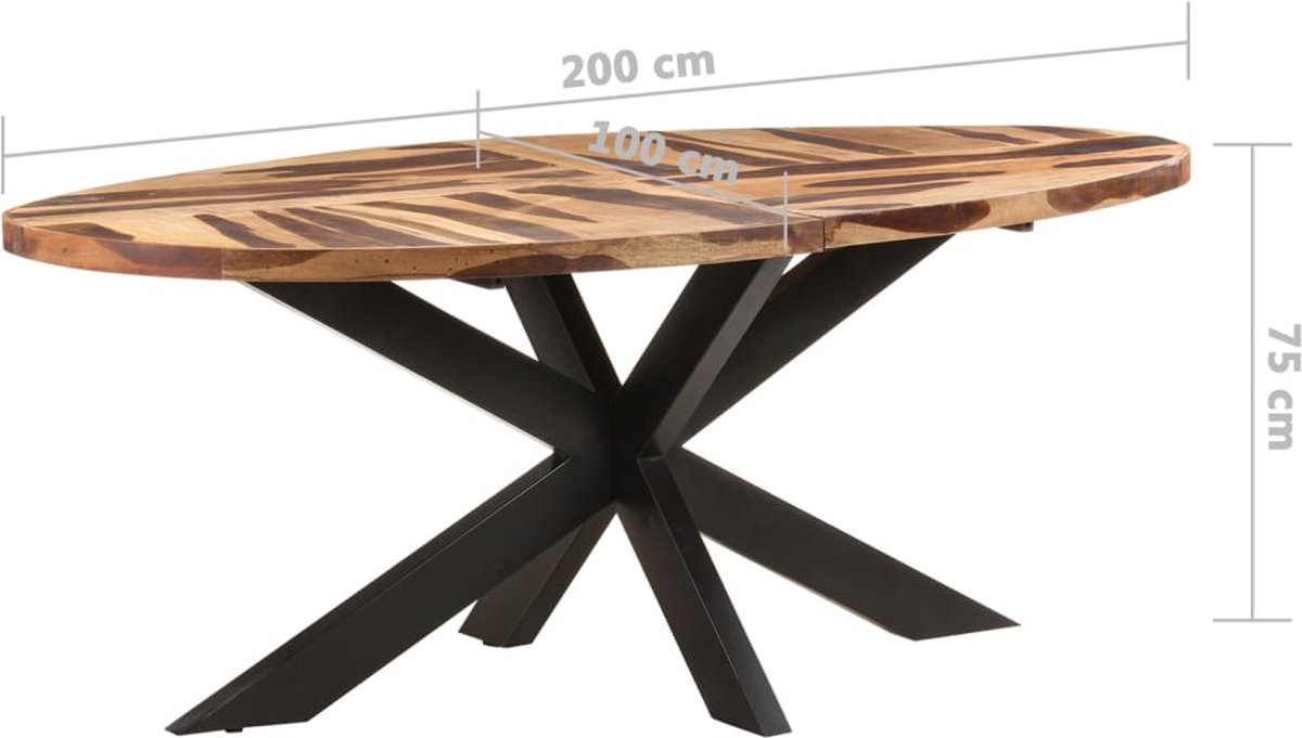 Vidaxl Eettafel Ovaal 200x100x75 Cm Acaciahout Met Sheesham Afwerking - Beige