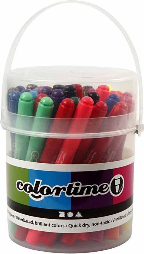 Colortime Emmer Met Stiften Lijndikte 5 Mm Multicolor 42 Stuks
