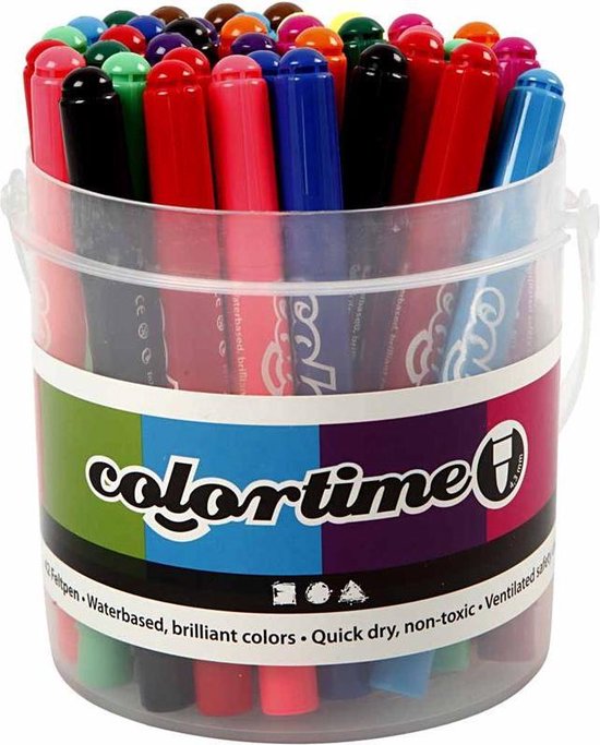 Colortime Emmer Met Stiften Lijndikte 5 Mm Multicolor 42 Stuks