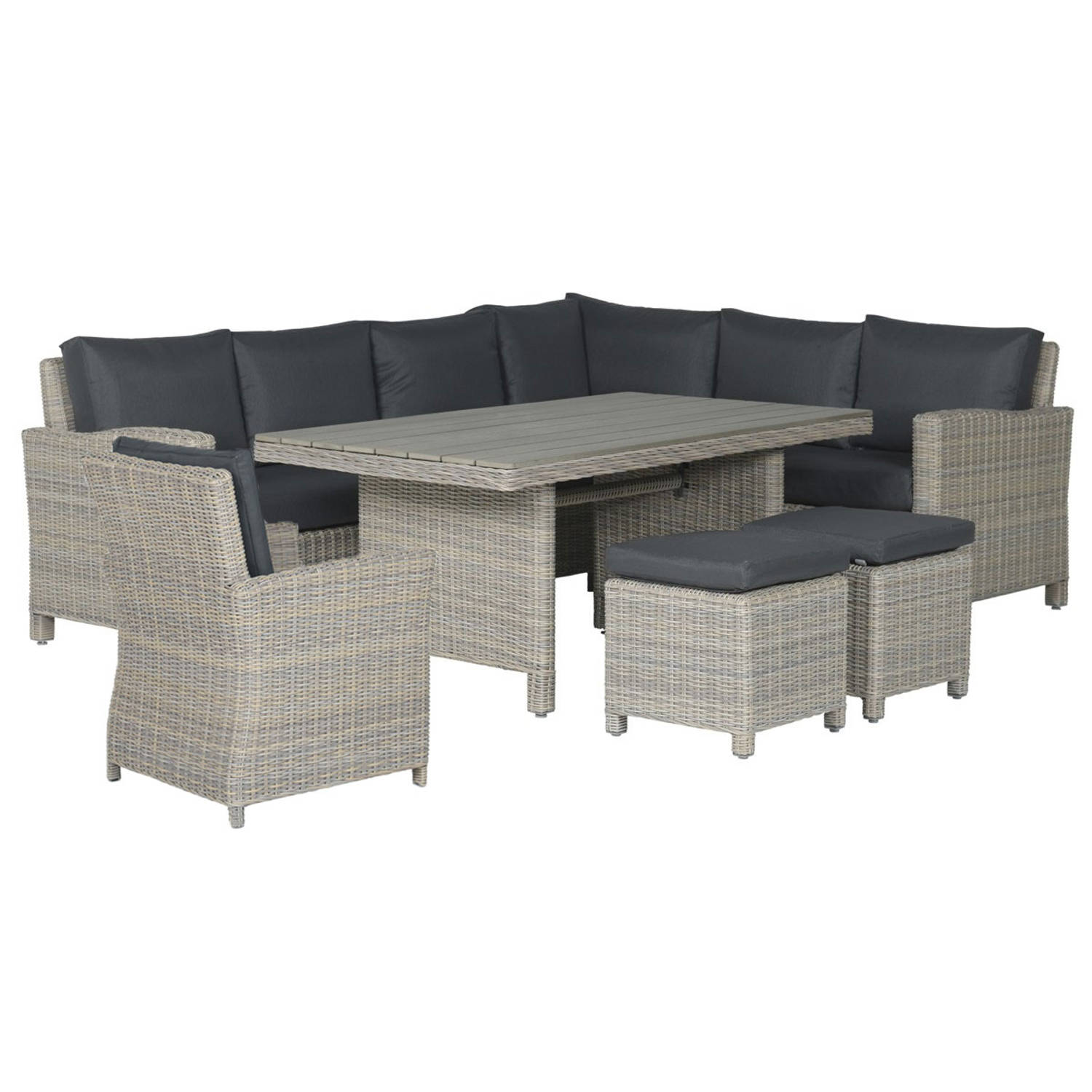 Garden Impressions Norma Lounge Dining Set 6-delig Rechts - Vintage Willow - Bruin