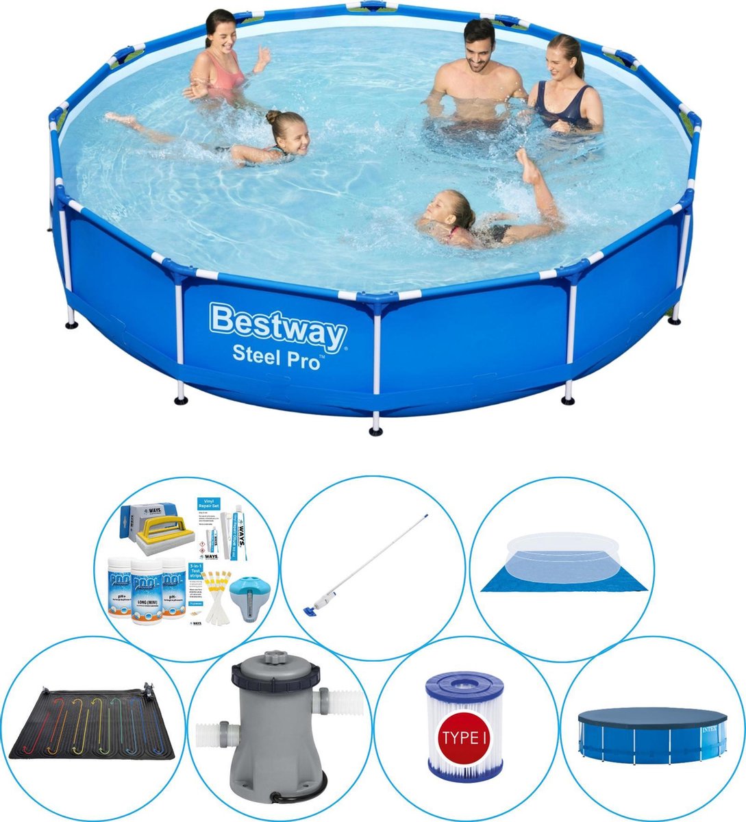 Bestway Zwembad Set - Steel Pro Rond 366x76 Cm - Blauw