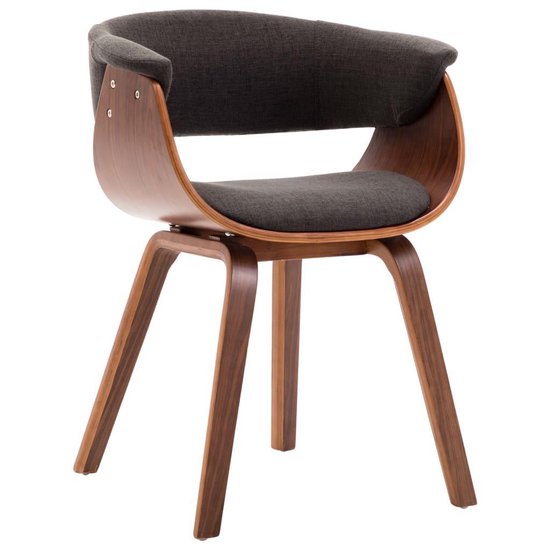 Vidaxl Eetkamerstoelen 6 St Gebogen Hout En Stof - Grijs
