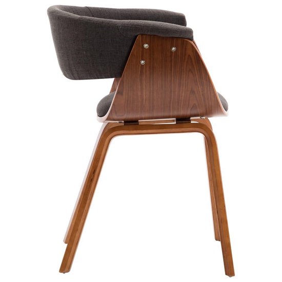 Vidaxl Eetkamerstoelen 6 St Gebogen Hout En Stof - Grijs