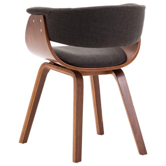 Vidaxl Eetkamerstoelen 6 St Gebogen Hout En Stof - Grijs