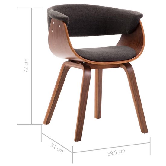Vidaxl Eetkamerstoelen 6 St Gebogen Hout En Stof - Grijs