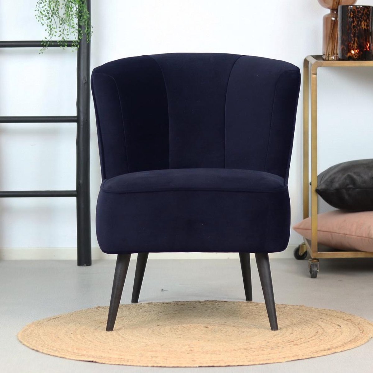 Bronx71 Velvet Fauteuil Lyla Donker - Blauw