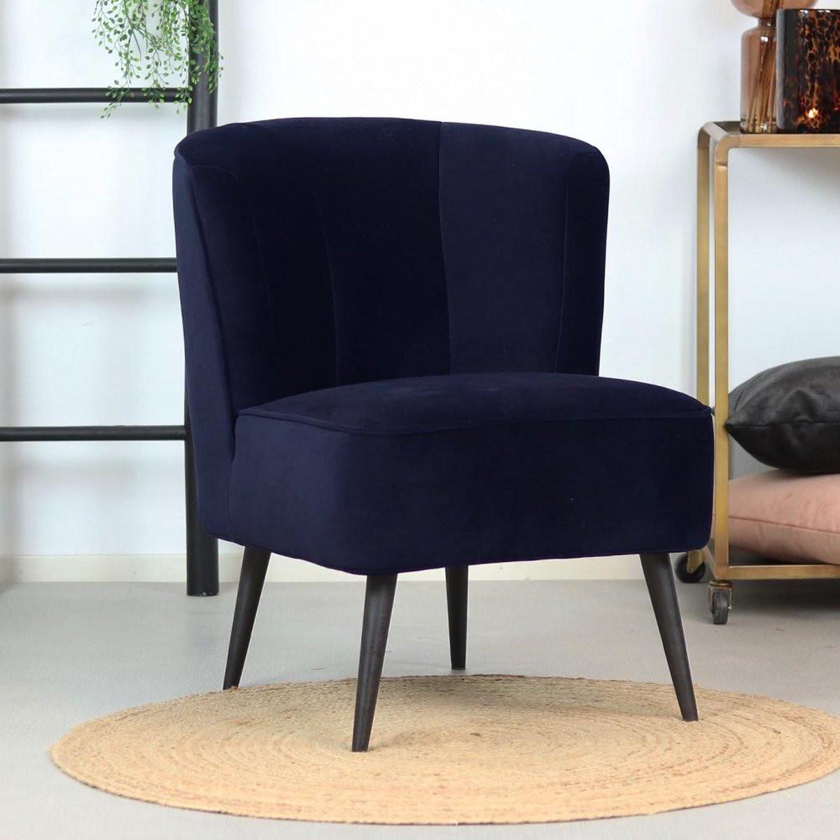 Bronx71 Velvet Fauteuil Lyla Donker - Blauw