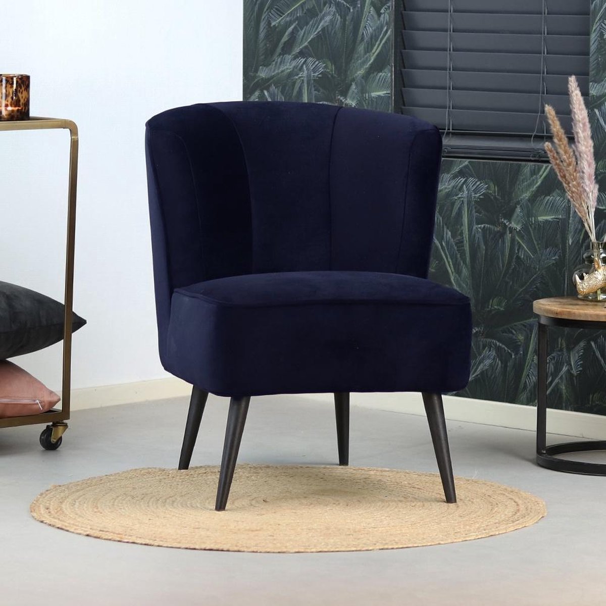 Bronx71 Velvet Fauteuil Lyla Donker - Blauw