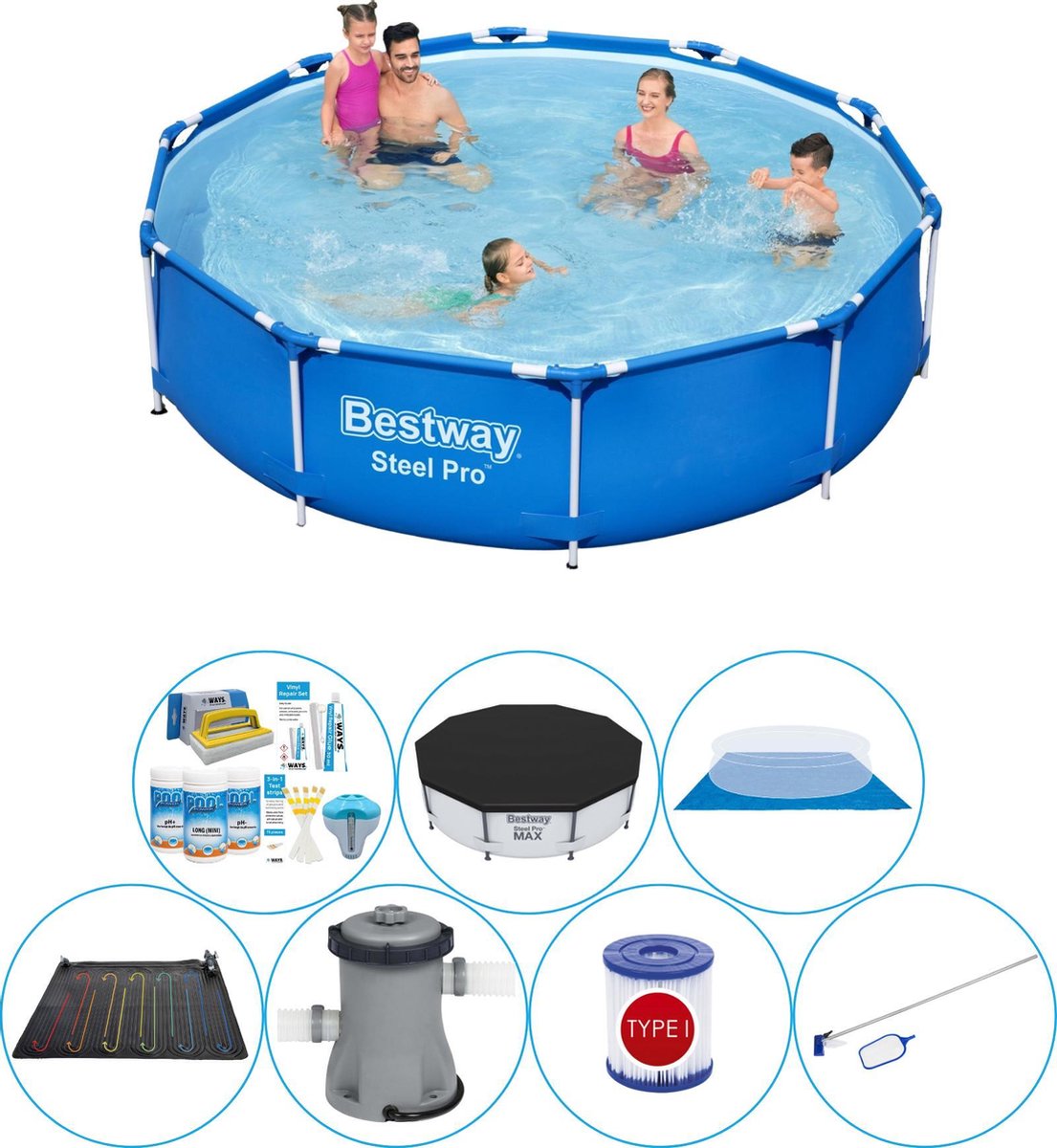 Bestway Steel Pro Rond 305x76 Cm - Zwembad Met Accessoires - Blauw