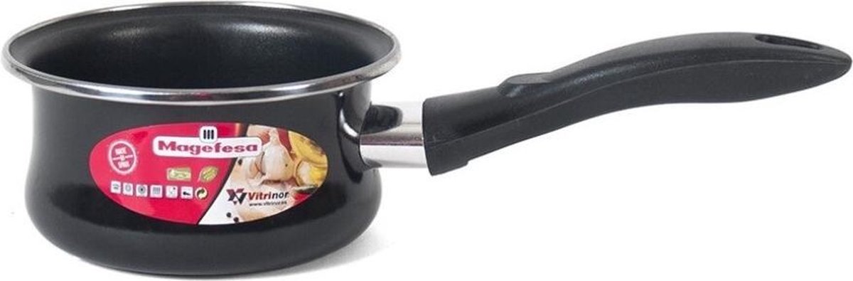 Steelpan/sauspan Anti Aanbaklaag 14 Cm - Steelpannen - Zwart