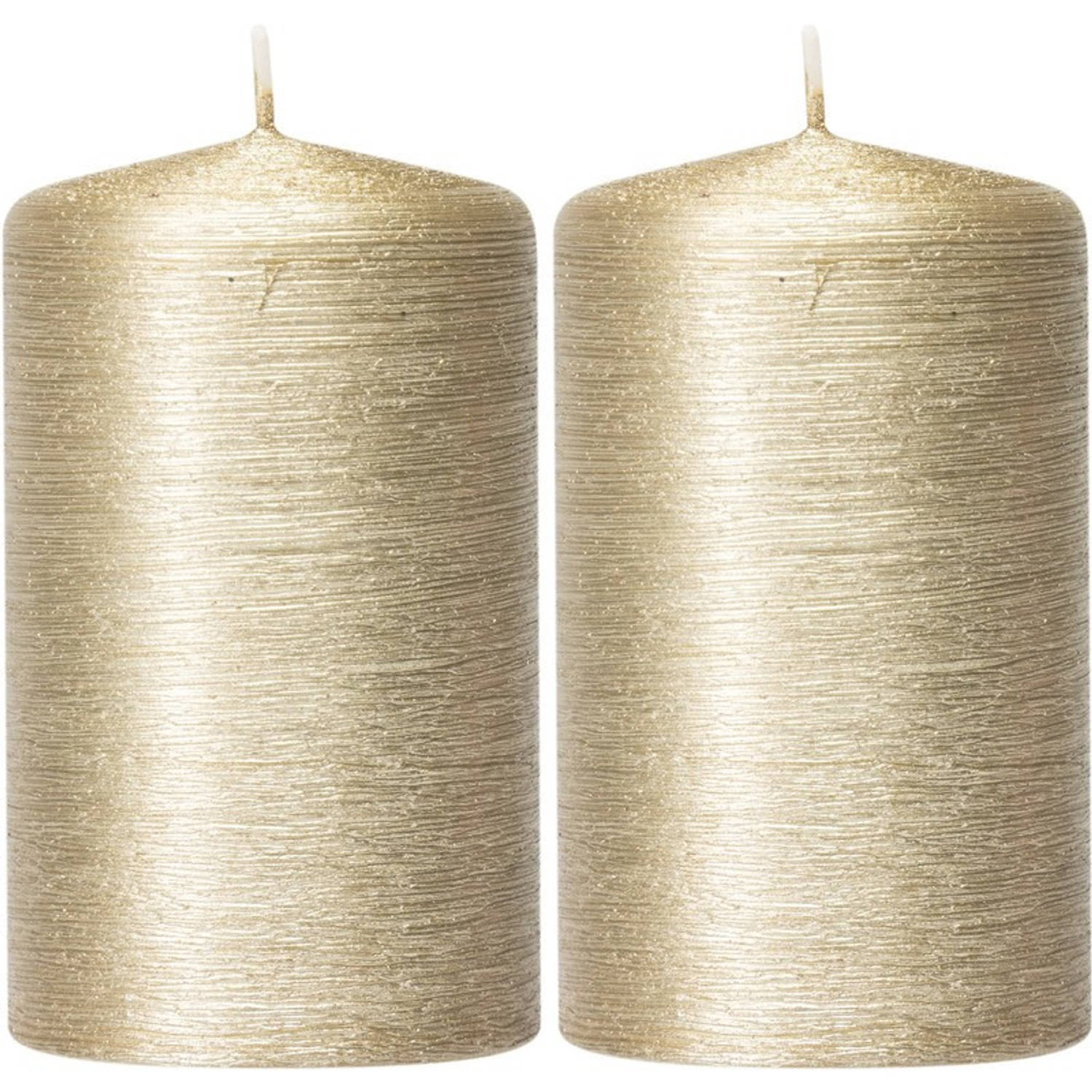 2x Kaarsen Creme 6 X 10 Cm 25 Branduren Sfeerkaarsen - Stompkaarsen - Goud