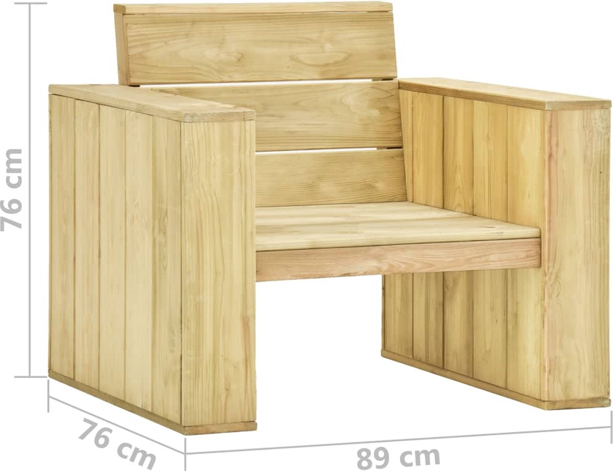 Vidaxl Tuinstoelen 2 St Met Grijze Kussens Geïmpregneerd Grenenhout - Grijs