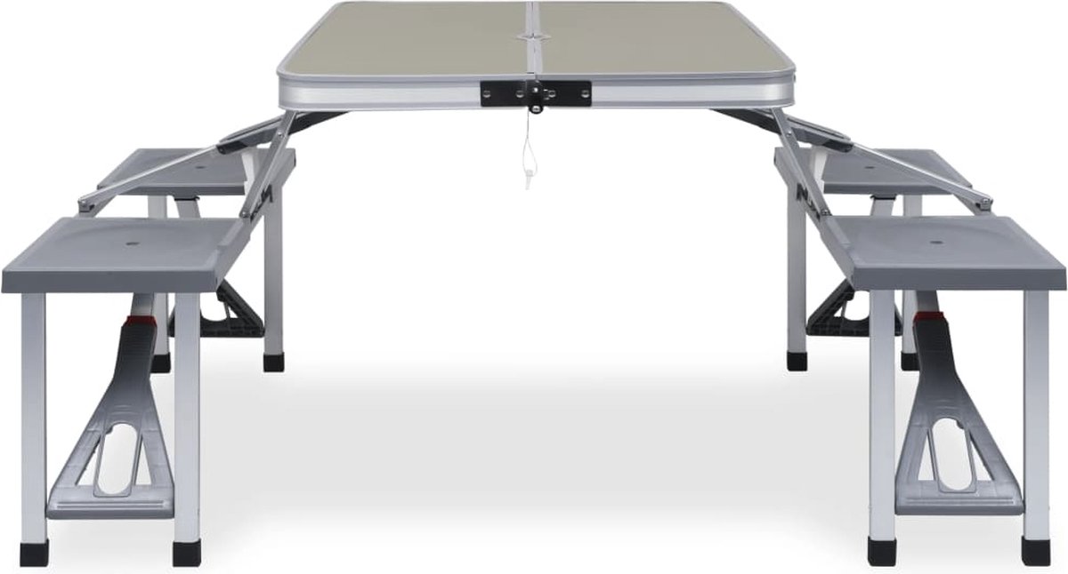 Vidaxl Campingtafel Inklapbaar Met 4 Zitjes Staal En Aluminium - Silver