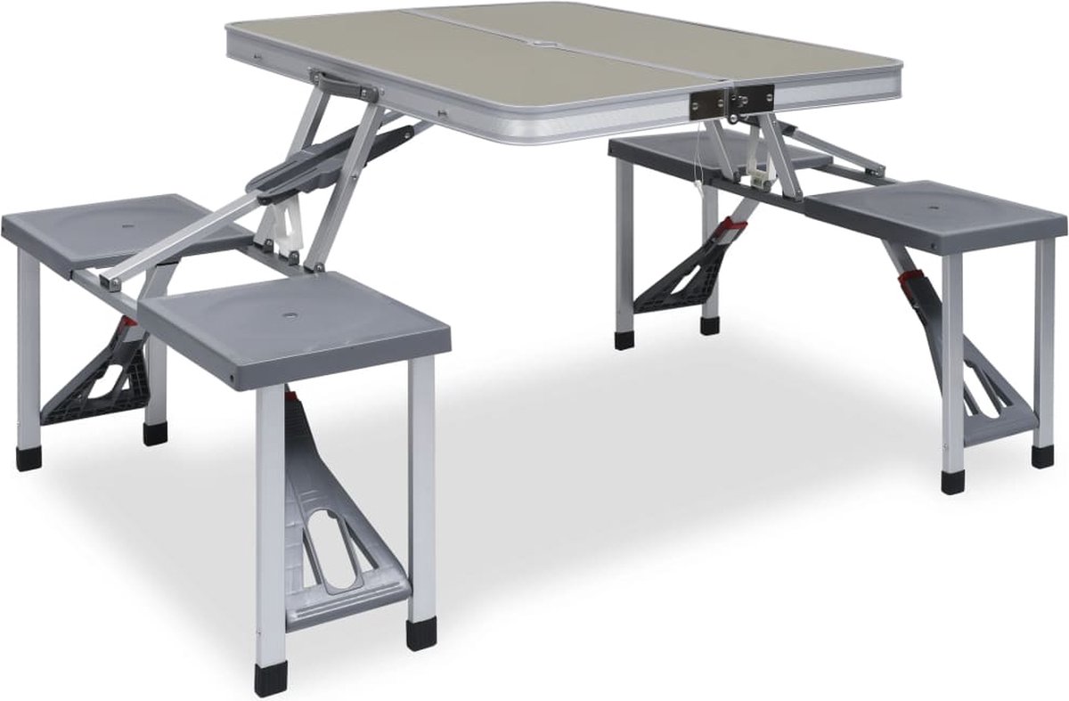 Vidaxl Campingtafel Inklapbaar Met 4 Zitjes Staal En Aluminium - Silver