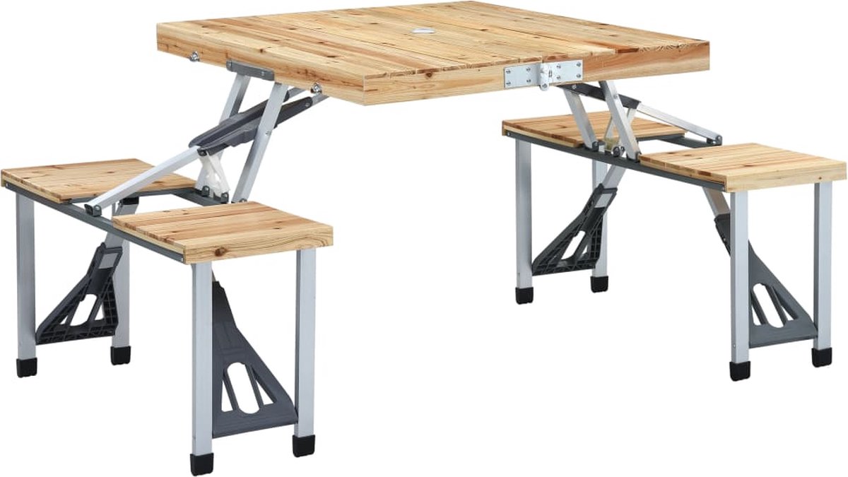 Vidaxl Campingtafel Inklapbaar Met 4 Zitjes Staal En Aluminium - Plata