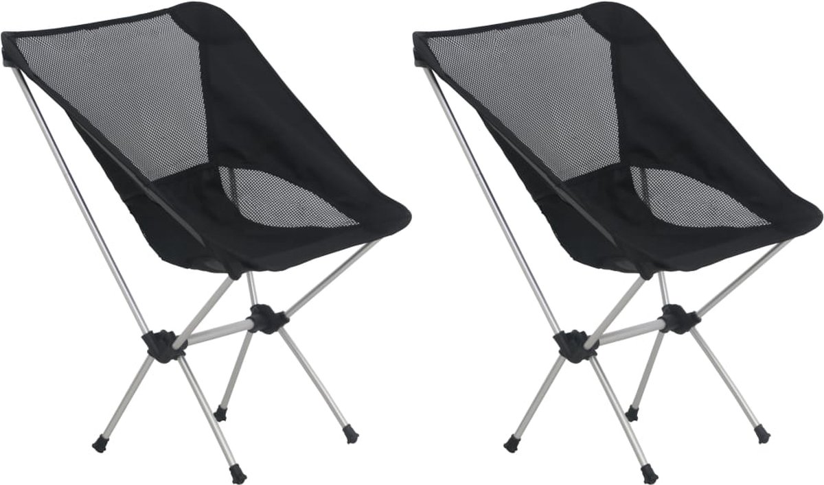 Vidaxl Campingstoelen 2 St Met Draagtas 54x50x65 Cm Aluminium - Zwart