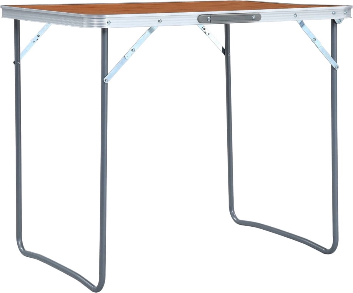 Vidaxl Campingtafel Inklapbaar Met Metalen Frame 80x60 Cm - Bruin
