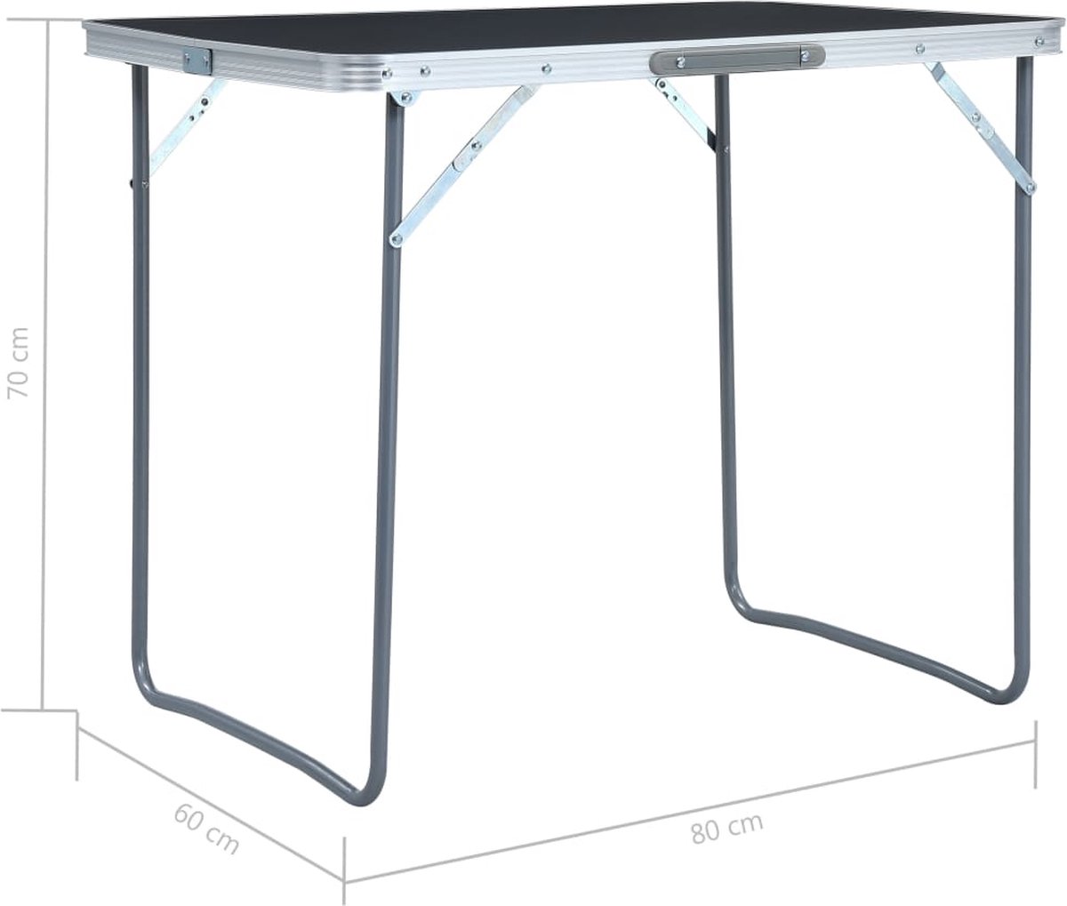 Vidaxl Campingtafel Inklapbaar Met Metalen Frame 80x60 Cm - Grijs