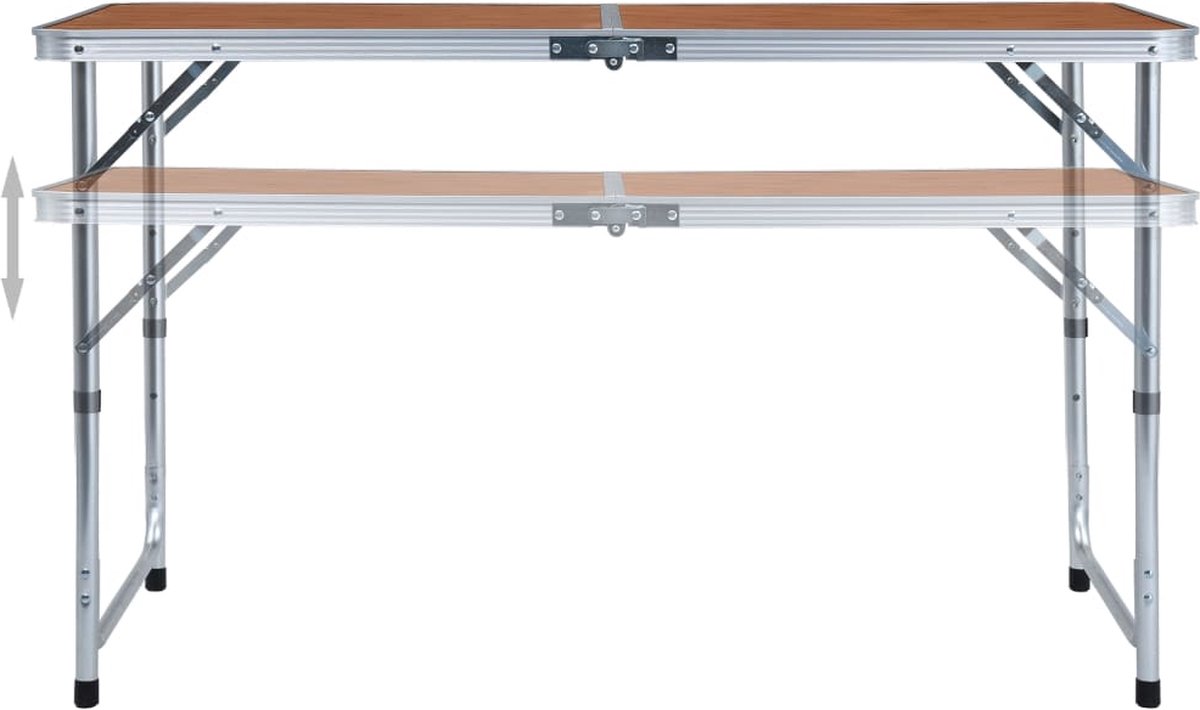 Vidaxl Campingtafel Inklapbaar 120x60 Cm Aluminium - Bruin