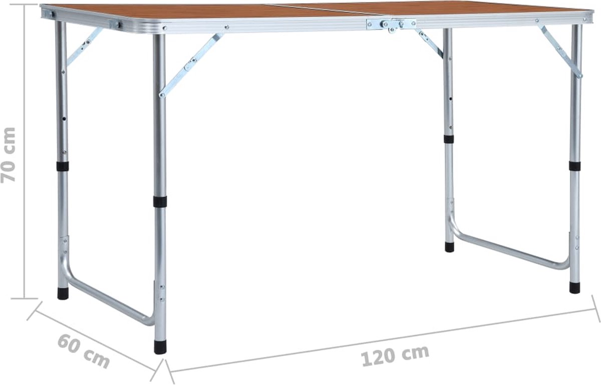 Vidaxl Campingtafel Inklapbaar 120x60 Cm Aluminium - Bruin