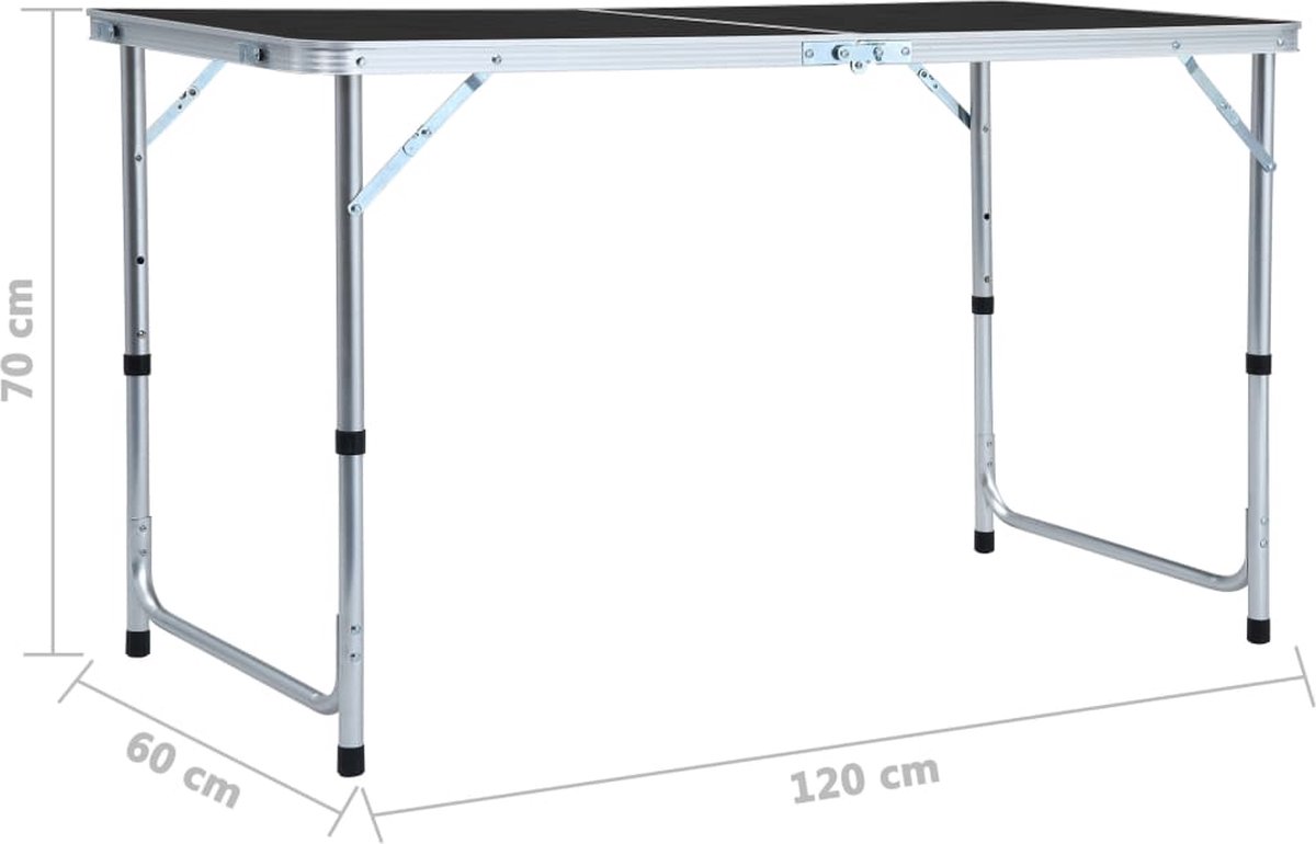 Vidaxl Campingtafel Inklapbaar 120x60 Cm Aluminium - Grijs