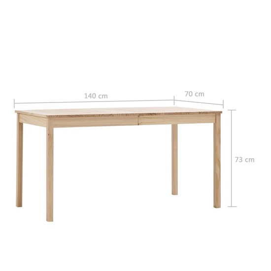 Vidaxl Eettafel 140x70x73 Cm Grenenhout - Bruin
