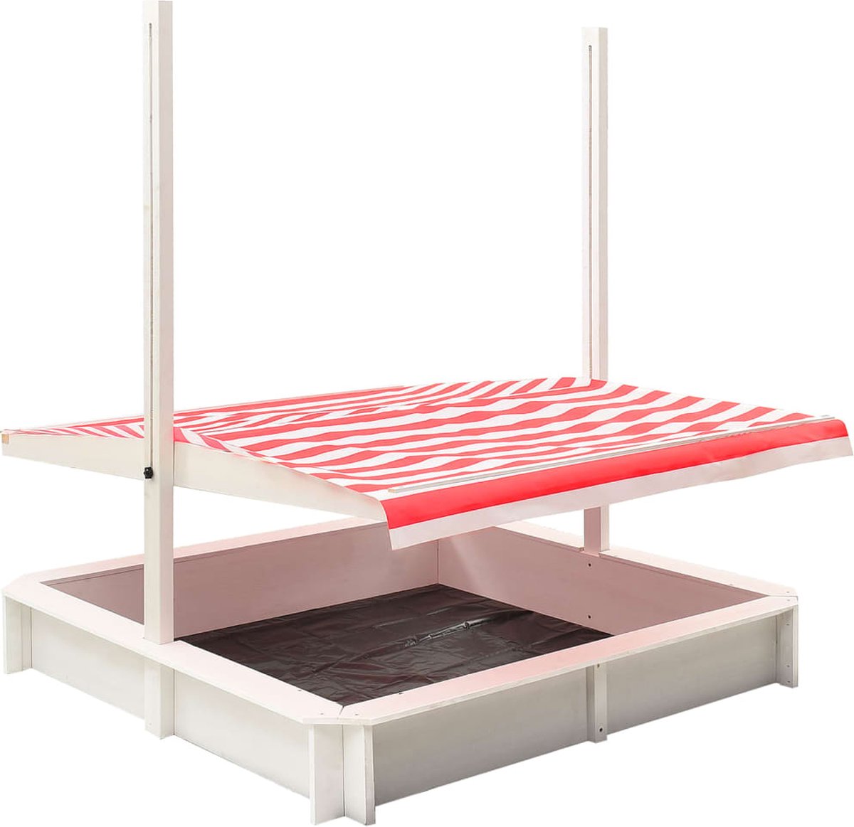 Vidaxl Zandbak Met Verstelbaar Dak Uv50 Vurenhout En Rood - Wit