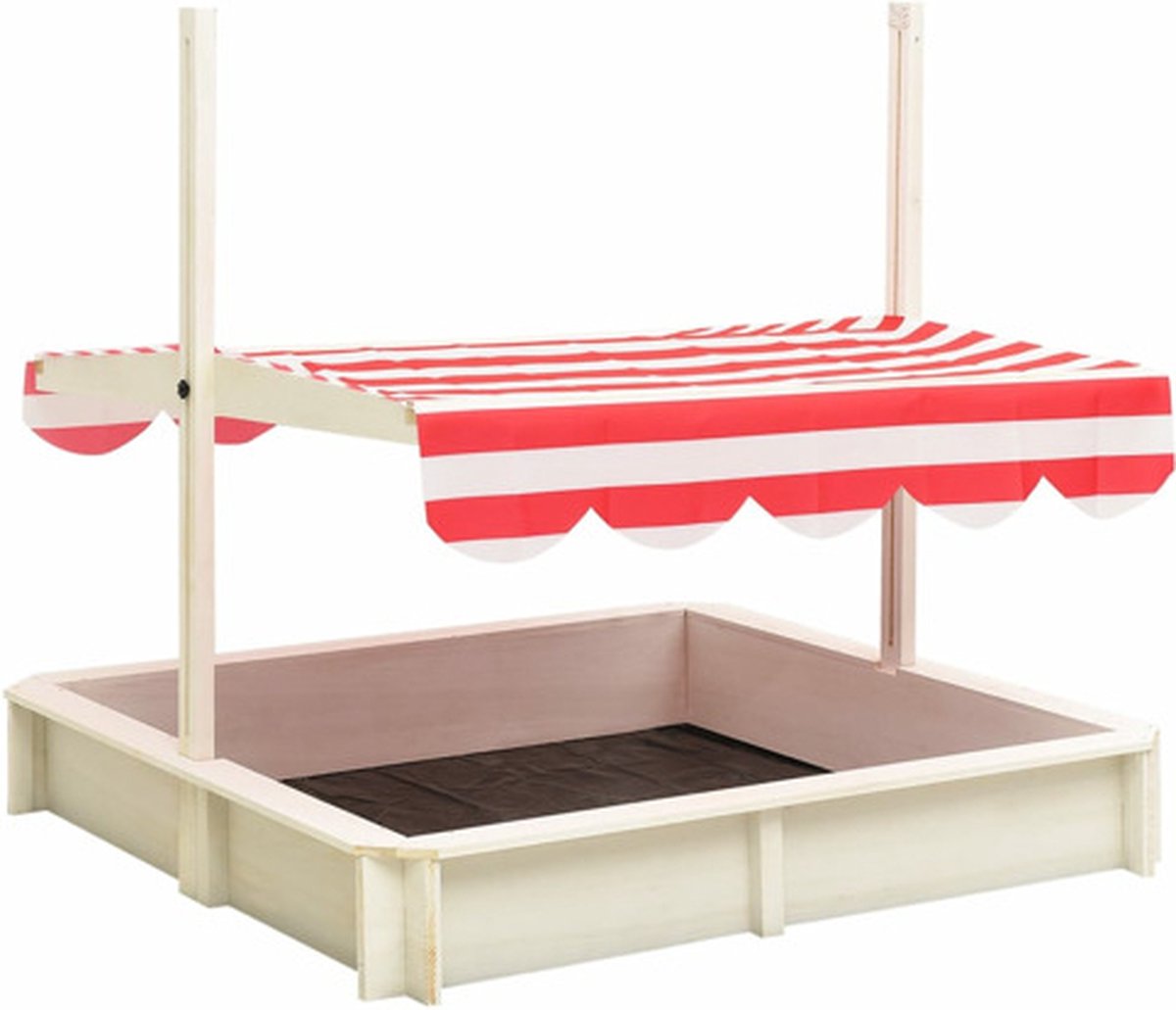 Vidaxl Zandbak Met Verstelbaar Dak Uv50 Vurenhout En Rood - Wit