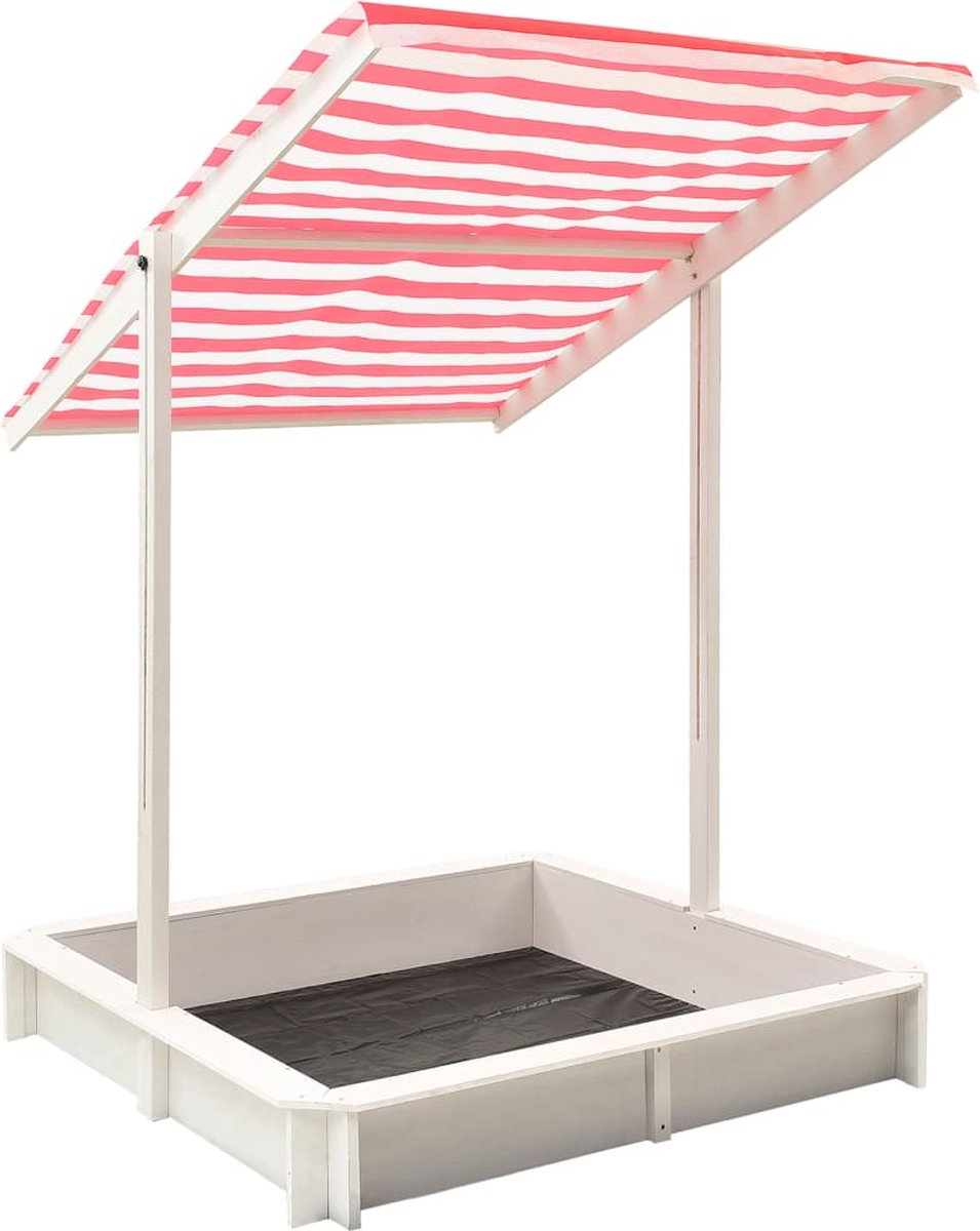 Vidaxl Zandbak Met Verstelbaar Dak Uv50 Vurenhout En Rood - Wit