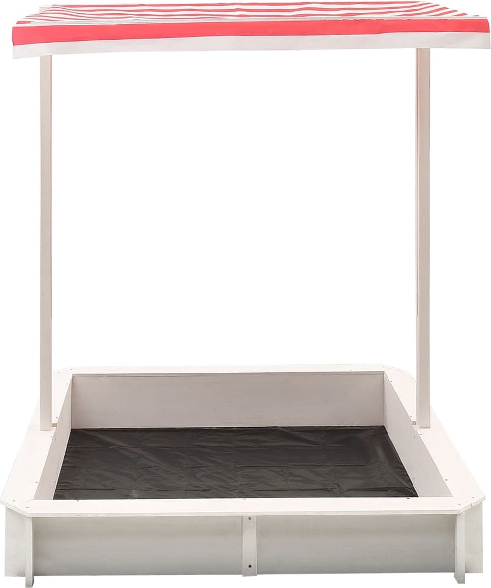 Vidaxl Zandbak Met Verstelbaar Dak Uv50 Vurenhout En Rood - Wit