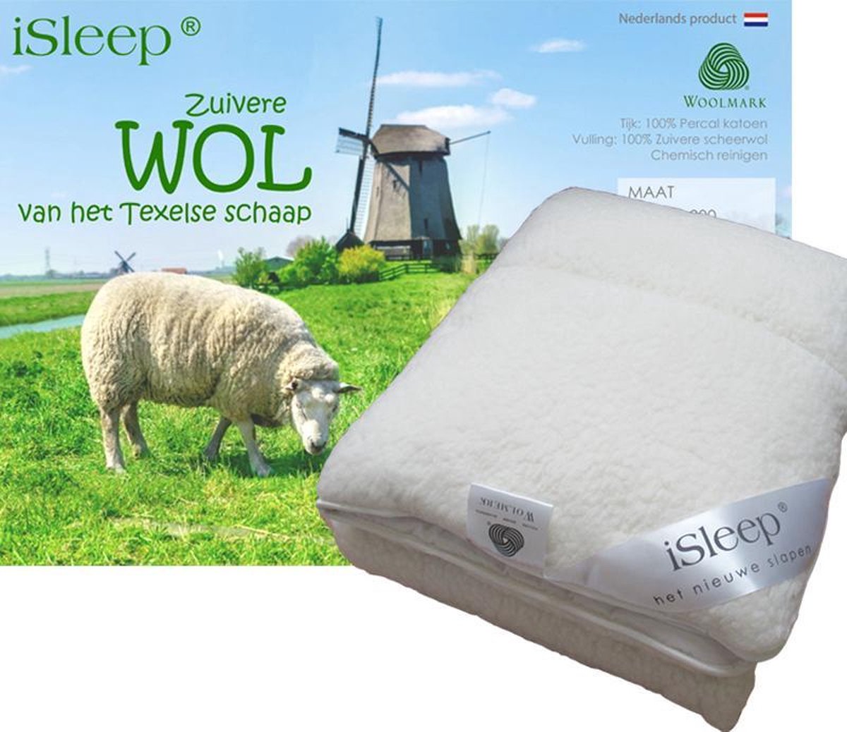 iSleep Onderdeken Wol - 180x220