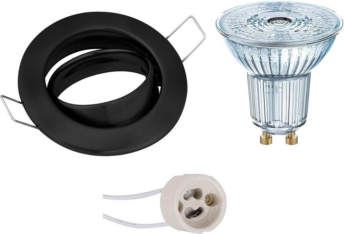 BES LED Led Spot Set - Osram Parathom Par16 927 36d - Gu10 Fitting - Dimbaar - Inbouw Rond - Mat - 5.5w - Warm Wit 2700k - - Zwart