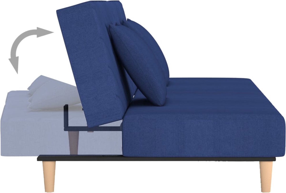 Vidaxl Slaapbank 2-zits Met 2 Kussens Stof - Blauw